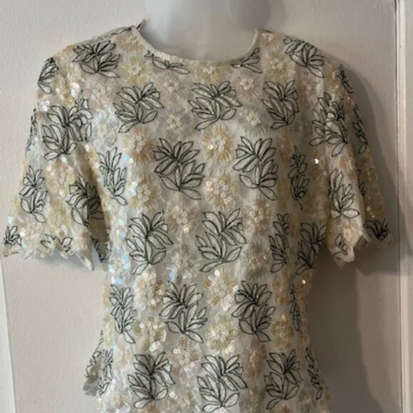 1960's Gorgeous Vintage Top ~ Beaded and Sequins ~ Sparkle! Sparkle! - Picture 1 of 9